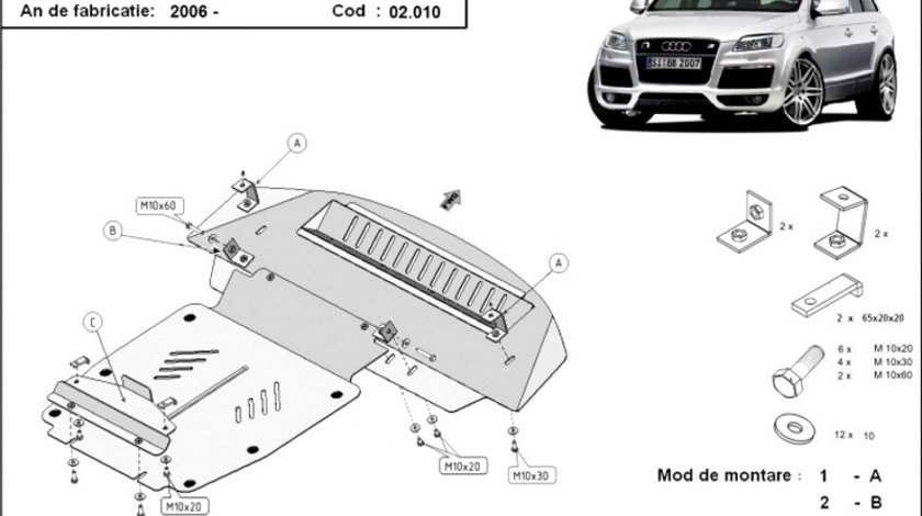 Scut motor metalic Audi Q7 2006-2015