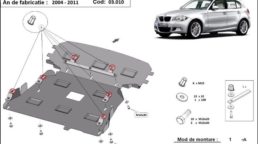 Scut motor metalic Bmw Seria 1 E81/E87 2004-2011