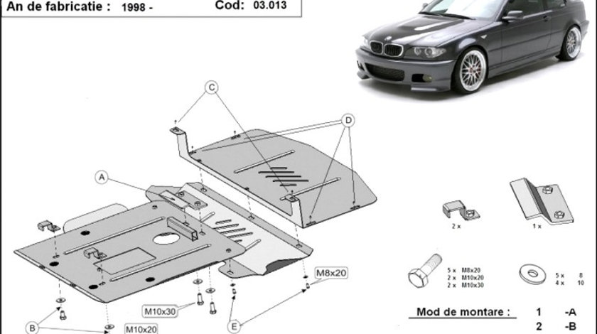 Scut motor metalic Bmw Seria 3 E46 Benzina 1998-2005