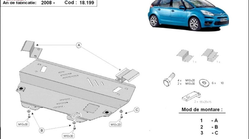 Scut motor metalic Citroen C4 Picasso 2008-2018