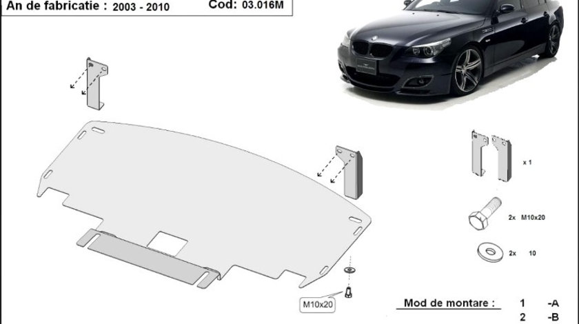 Scut motor metalic cu bara M Bmw Seria 5 E60/E61 2003-2010