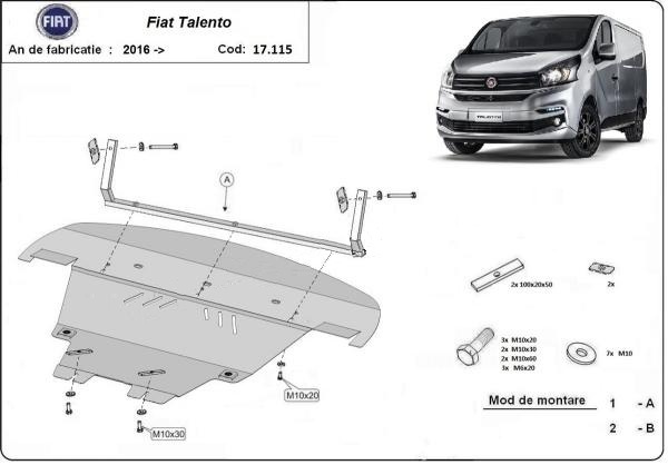 Scut motor metalic Fiat Talento 2016-2020