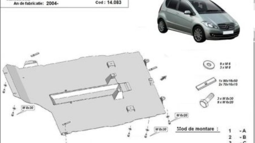 Scut motor metalic Mercedes A-Class W169 2004-2012