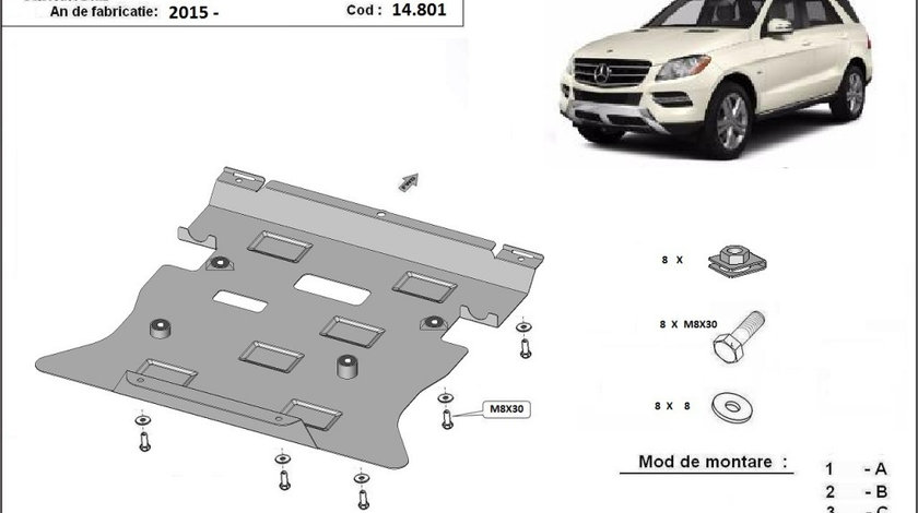 Scut motor metalic Mercedes MLW166 2011-2015