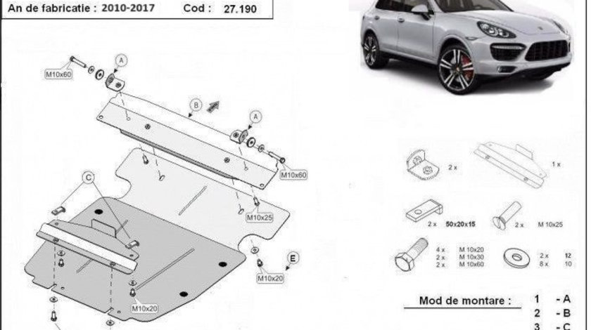 Scut motor metalic Porsche Cayenne 2010-2017