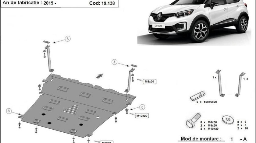 Scut motor metalic Renault Captur 2020-prezent