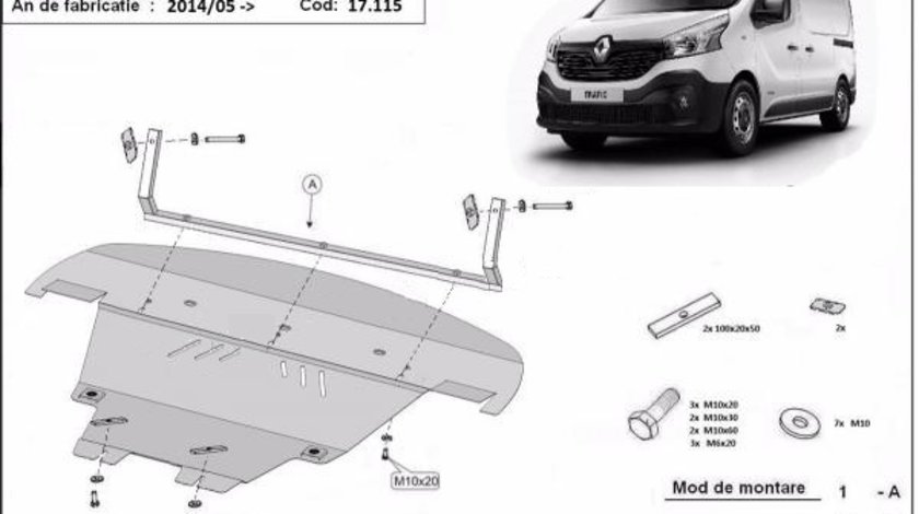 Scut motor metalic Renault Trafic 2014-prezent