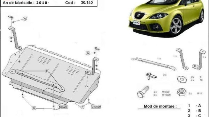 Scut motor metalic Seat Leon 1P 1.2, 1.4TSI, 1.6 TDI 2009-2012