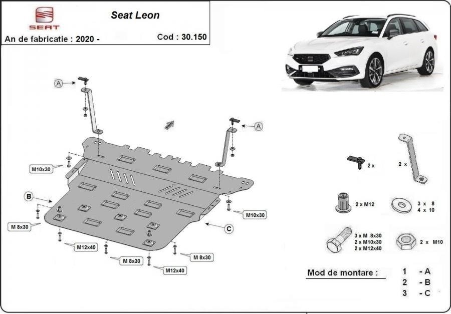 Scut motor metalic Seat Leon 2020-prezent