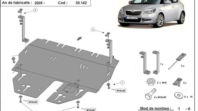 Scut motor metalic Skoda Fabia II - Benzina 2007-2014