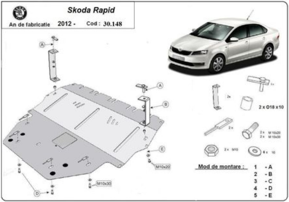 Scut motor metalic Skoda Rapid 2012-prezent