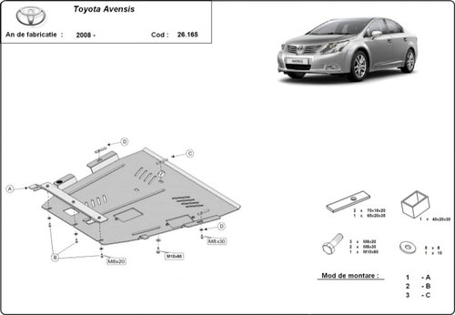 Scut motor metalic Toyota Avensis 2009-2018