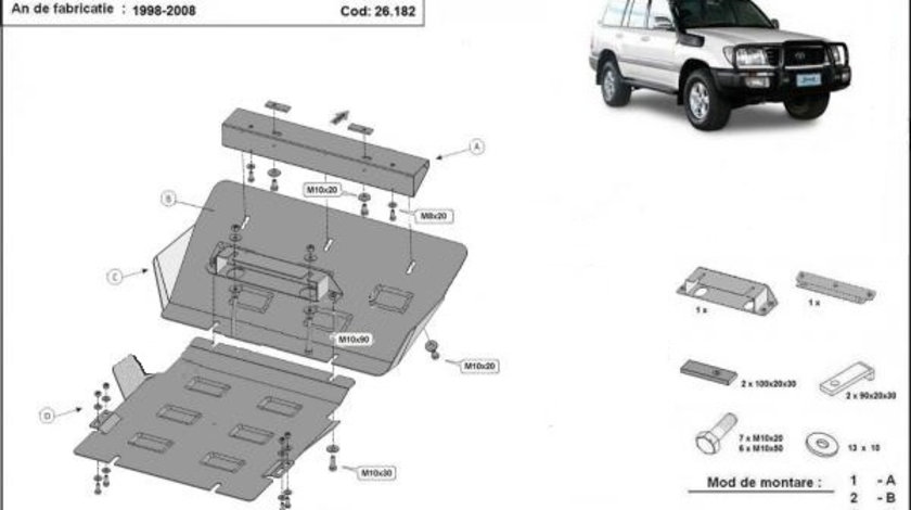 Scut motor metalic Toyota Land Cruiser J100 1998-2008