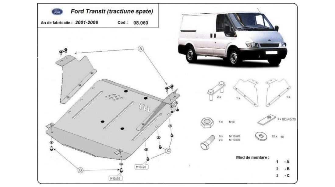 Scut motor metalic (tractiune spate) Ford Transit 6 (2000-2006) #5