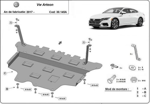 Scut motor metalic Volkswagen Arteon Cutie Automata 2017-prezent