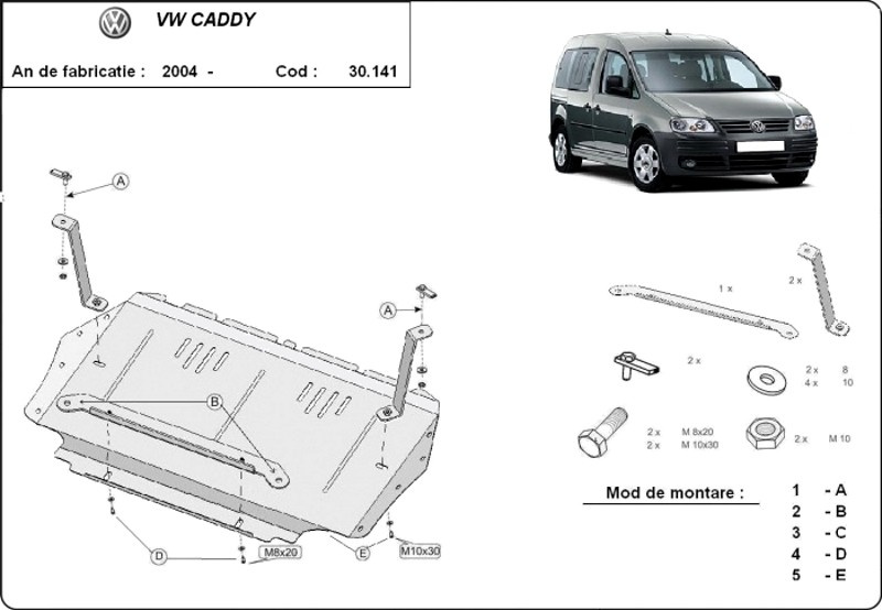 Scut motor metalic VW Caddy 1.9 tdi, 2.0Tdi 2004-2010