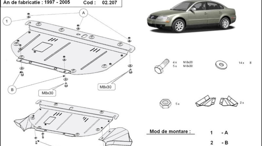 Scut motor metalic VW Passat B5 2.5 TDI V6 1996-2005