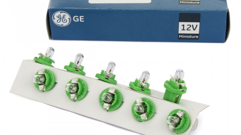 Set 10 Buc Bec General Electric GE B8.5D 12V 2W Verde GE 5303 PS