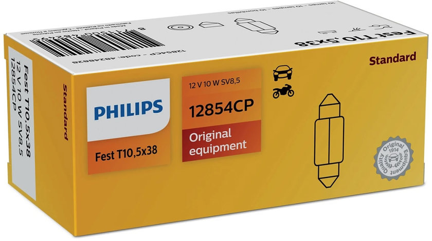 Set 10 Buc Bec Philips C10W 12V 10W T10.5x38 12854CP