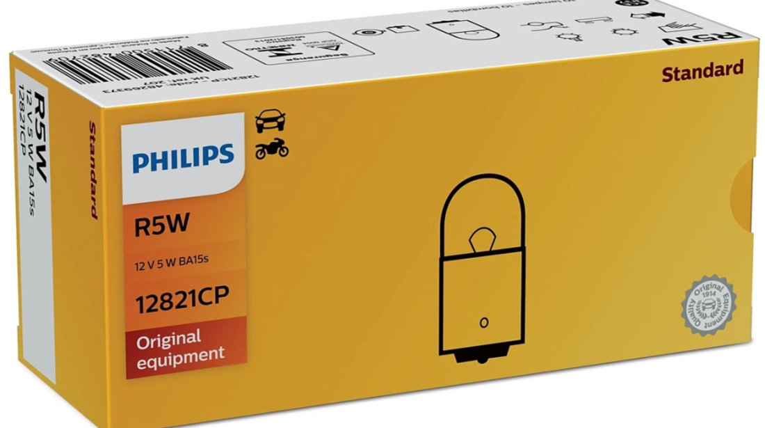 Set 10 Buc Bec Philips R5W 12V 5W 12821CP