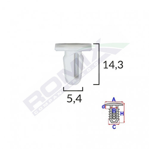 Set 10 Buc Clips Fixare Prag Pentru Bmw 5.4x14.3mm Alb Romix A82028-RMX