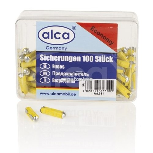 Set 100 sigurante fuzibile cilindrice 5A ALCA 08333 piesa NOUA