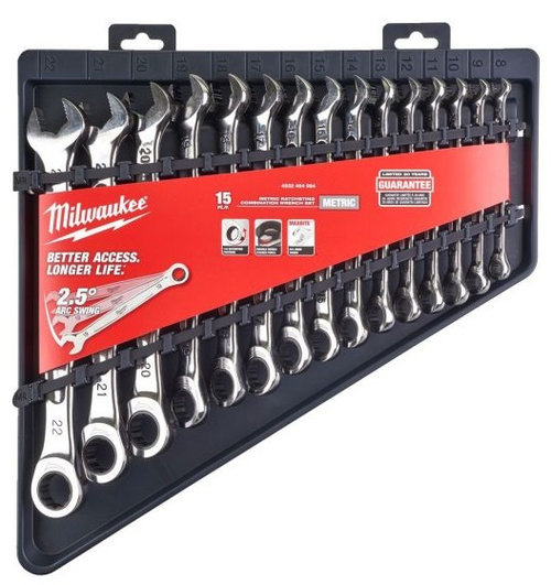 Set 15 Buc Chei Combinate Cu Clichet Milwaukee 4932464994