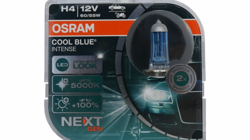 Set 2 Becuri Auto Halogen NEXT GEN Osram Cool Blue Intense H4 64193CBN-HCB 12V 64193CBN-HCB