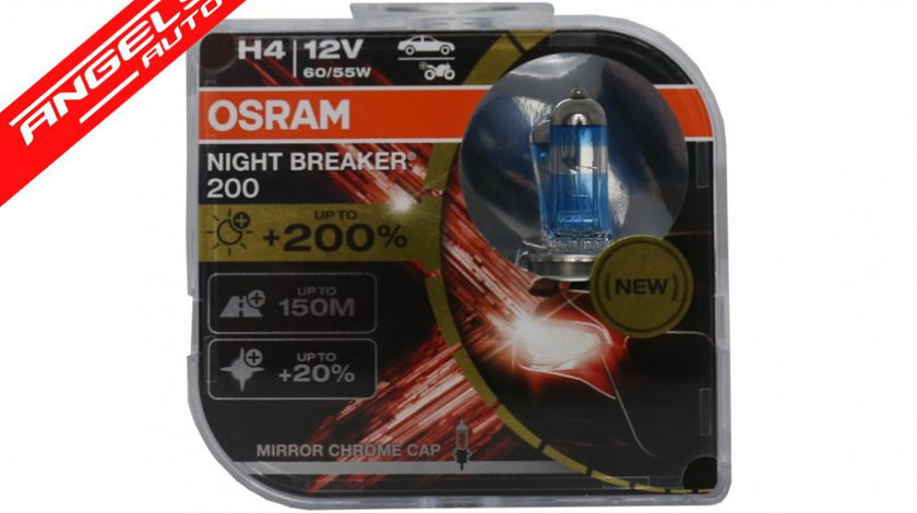 Set 2 Becuri Auto Halogen Osram Night Breaker Laser 200 H7 12V 55W