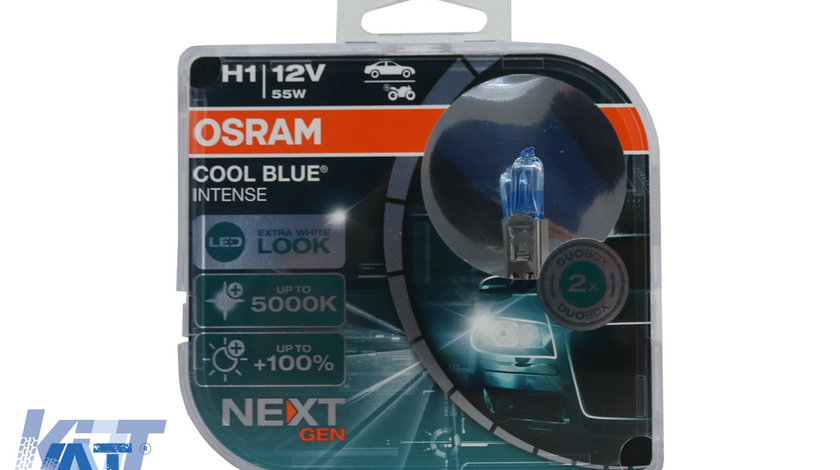 Set 2 Becuri Auto Moto Halogen NEXT GEN Osram Cool Blue Intense 64150CBN-HCB H1 12V