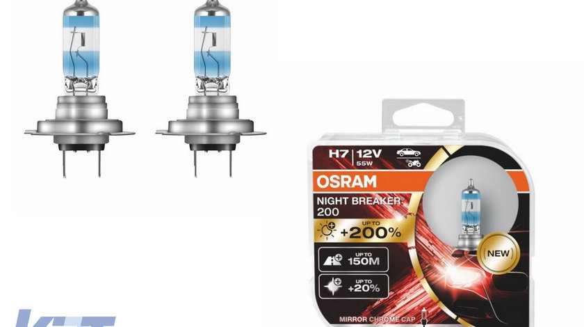 Set 2 Becuri Auto-Moto Halogen Osram Night Breaker Laser 200 64210NB200-HCB H7 12V 55W