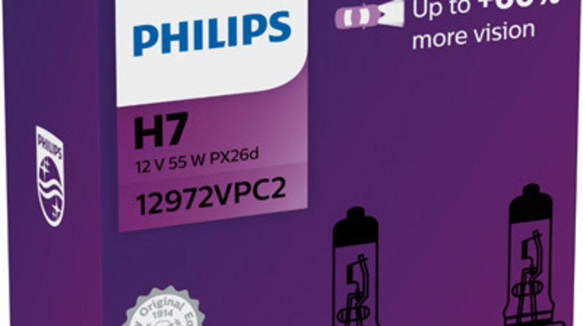 Set 2 Becuri Far H7 55w 12v Vision Plus (cutie) Philips 12972VPC2