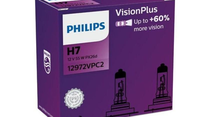 Set 2 becuri far h7 55w 12v vision plus (cutie) philips UNIVERSAL Universal #6 12972VPC2
