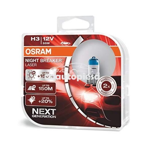 Set 2 becuri Osram H3 Night Breaker Laser Next Gen (+150% lumina) 12V 55W 64151NL-HCB piesa NOUA