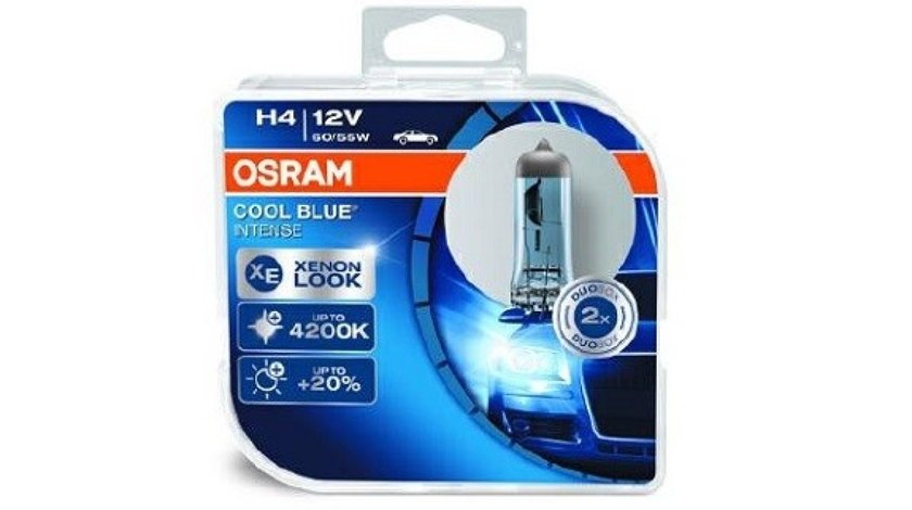 Set 2 becuri Osram H4 Cool Blue Intense 12V 60/55W 64193CBI-HCB piesa NOUA