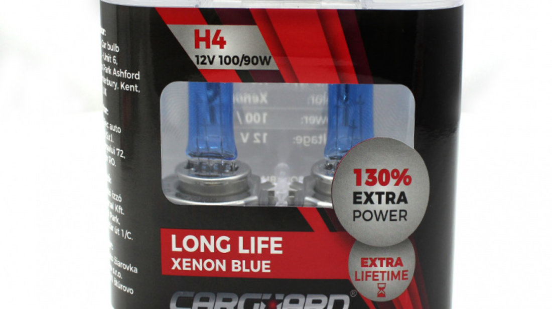 Set 2 Buc Bec Carguard H4 12V 100/90W +130% Intensitate Long Life BHA033