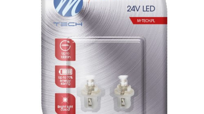 Set 2 Buc Bec Led M-Tech B8.5D 24V B8,5D Alb LB904W