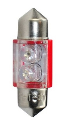 Set 2 Buc Bec Led M-Tech C5W 12V SV8,5-8 Rosu LB025R