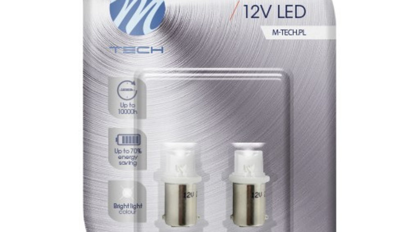 Set 2 Buc Bec Led M-Tech T4W 12V BA9S Alb LB007W