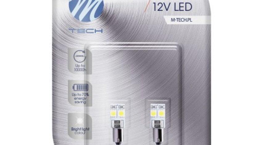 Set 2 Buc Bec Led M-Tech T4W 12V BA9S Alb LB314W