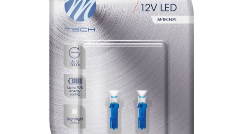 Set 2 Buc Bec Led M-Tech T5W 12V W2X4,6D Albastru LB053B