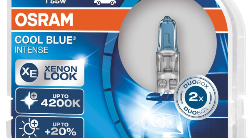 Set 2 Buc Bec Osram H1 12V 55W P14,5s Cool Blue Intense 4200K AVX-AMO-64150CBI-DUO