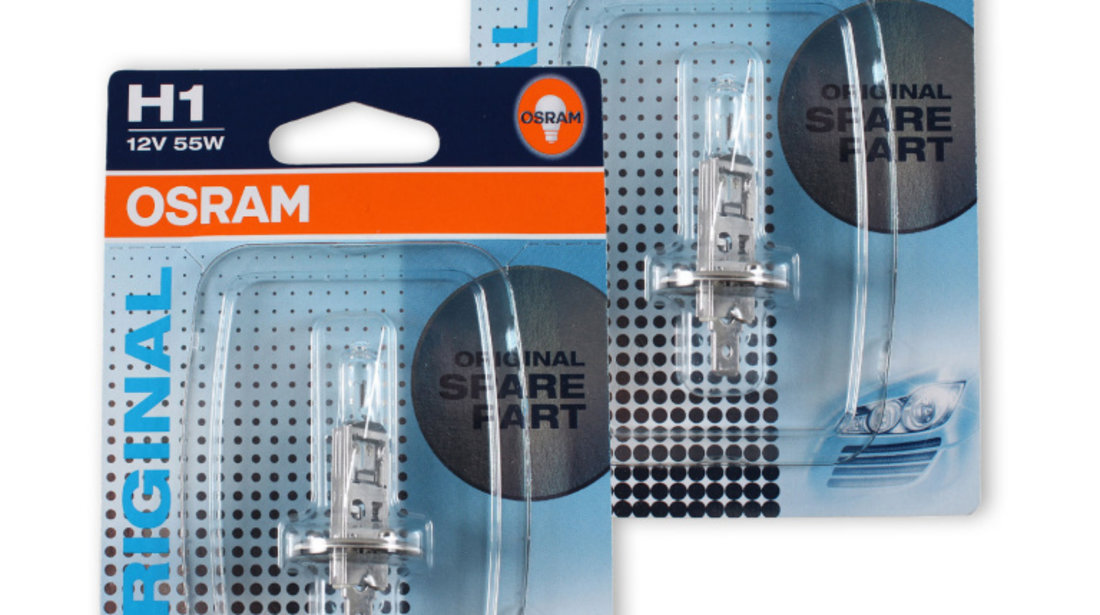 Set 2 Buc Bec Osram H1 12V 55W P14,5s Original Blister 64150-01B