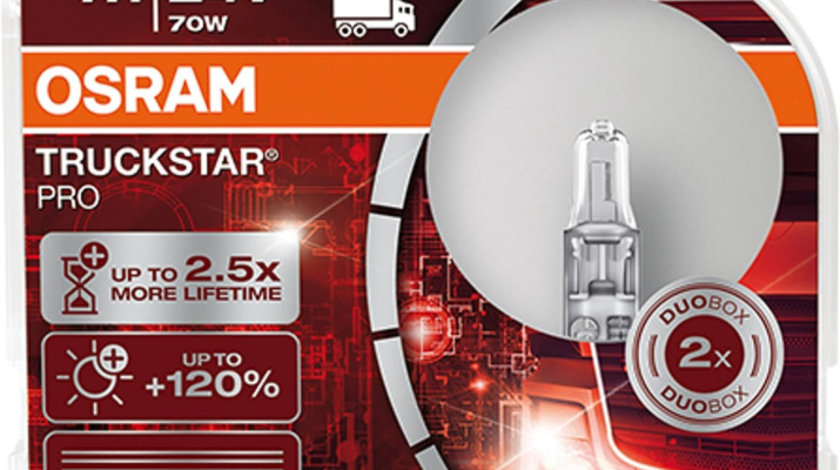 Set 2 Buc Bec Osram H1 24V 70W Truckstar Pro +120% Nextgen 64155TSP-HCB