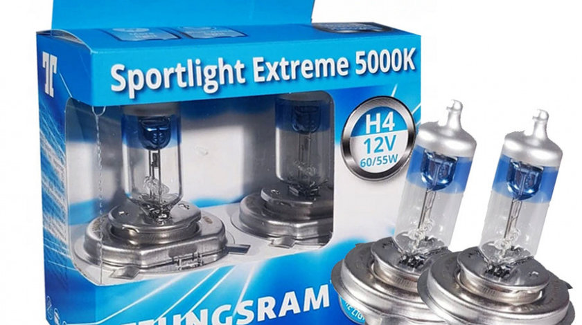 Set 2 Buc Bec Tungsram H4 Sportlight Extreme 5000K 12V 60/55W P43T38 BL1420