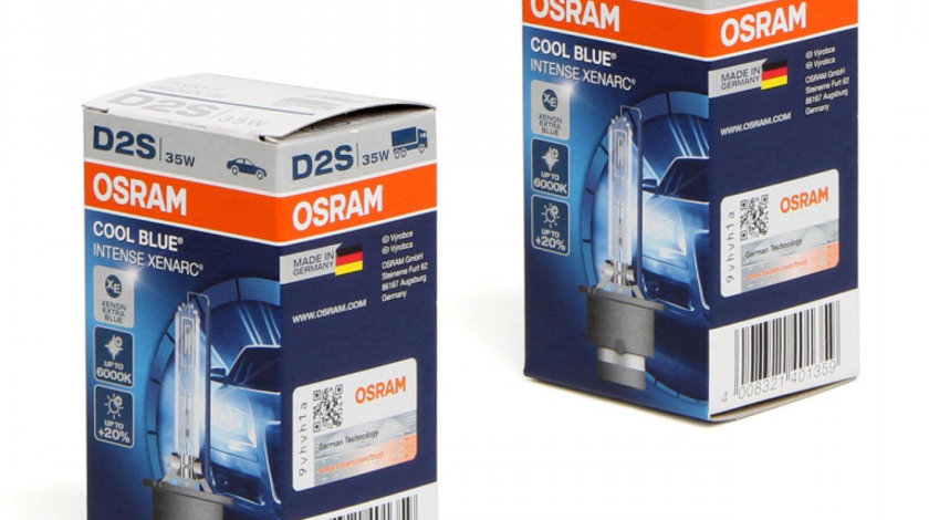 Set 2 Buc Bec Xenon Osram D2S 85V 35W 6000K P32D-2 Cool Blue Intense Xenarc 66240CBI