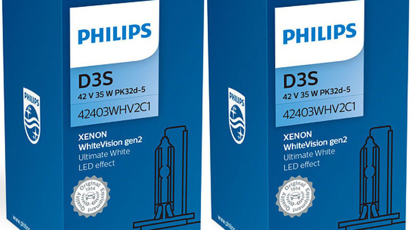 Set 2 Buc Bec Xenon Philips D3S 35W 42V PK32d-5 WhiteVision Gen2 42403WHV2C1