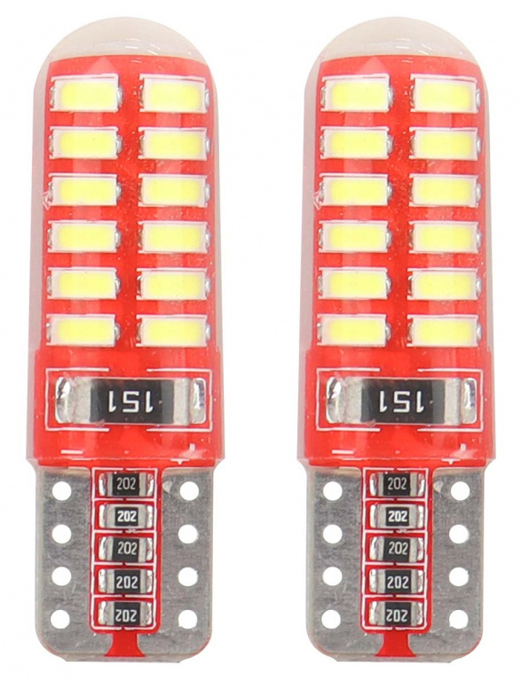 Set 2 Buc Led Amio T10 12V 24 SMD 3014 Canbus Silicon Alb 01444