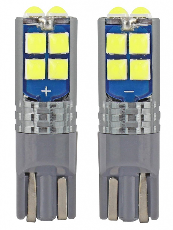 Set 2 Buc Led Amio T10 12V / 24V 10 SMD 3030 Alb 02447