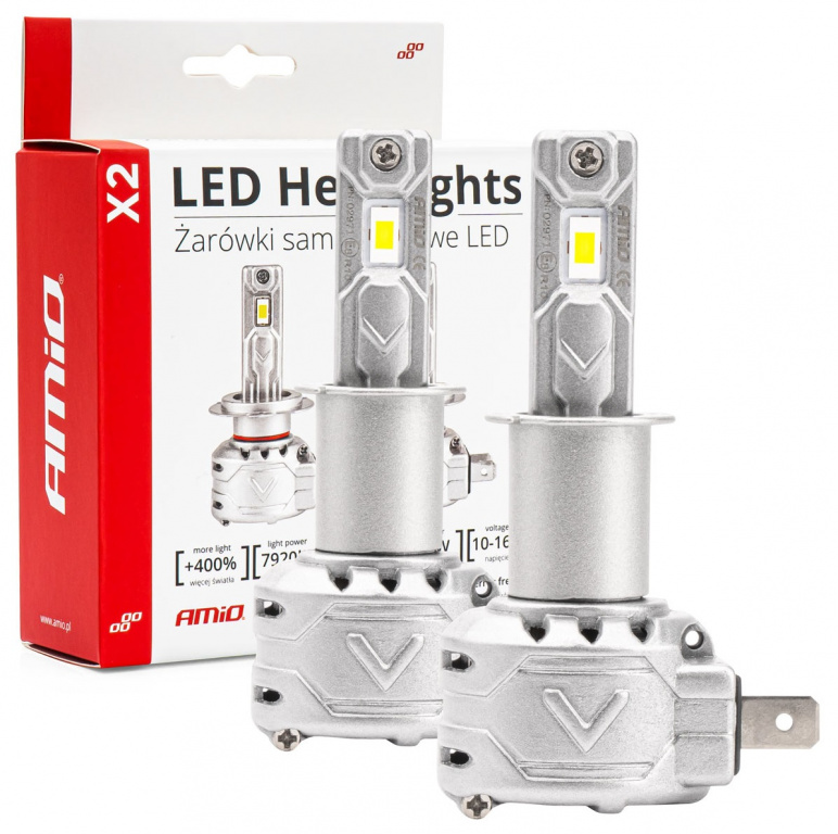 Set 2 Buc Led Amio X2 Series H3 12V 72W 7920Lm Canbus Alb 6500K 02971